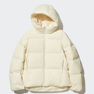 Uniqlo cream seamless down parka puffer jacket small s NEW NWT